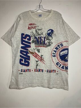 Vintage 1991 Salem Sportswear Aerial Assault New York Giants NFL AOP Graphic Tee